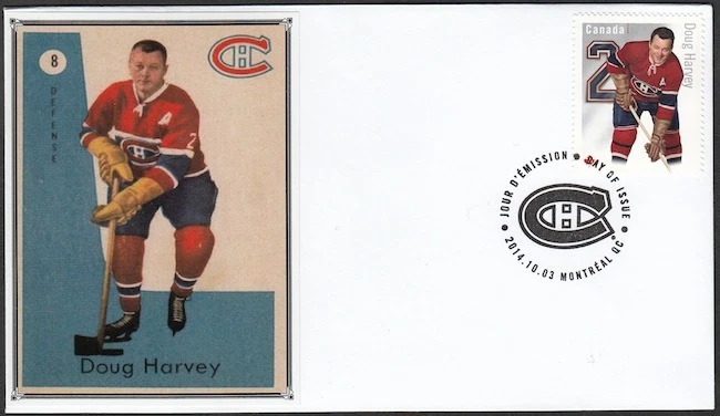 CANADÁ POST # 2786b.6 HONORES DOUG HARVEY de los canadienses de Montreal - FDC #6 Foto 1 de 1