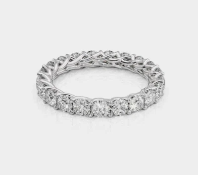 Wedding Eternity Band 18K White Gold Ring 2.00 Ct Round Cut Lab Created Diamond - Image 1 of 4