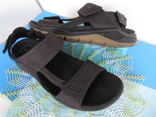 ECCO ~ Scarpe da uomo BORBA in pelle punta aperta slingback nere nabuk taglia 14 ~ EXCEL