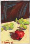 CHERRILL PARRIS-FOX Gouache Painting STILL LIFE FRUIT STRAWBERRY & GRAPES 1983