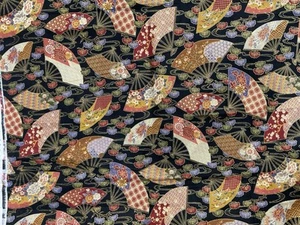 Oriental Gardens By Artistic Expressions Cotton Fan Fabric, 2 1/2 Yds X 45” - Picture 1 of 2