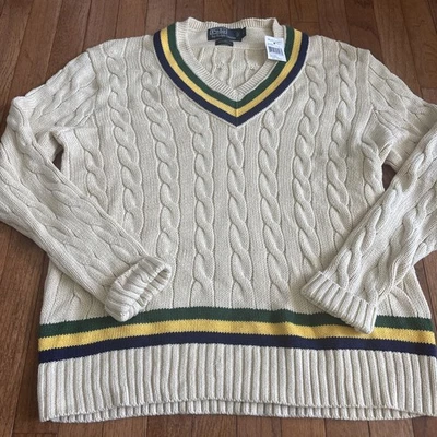 Polo Ralph Lauren Rugby Cricket 100% cotton vintage V neck sweater. Sz Large NWT - Image 1 of 4