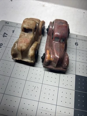 1940'S VINTAGE LAPIN 4" PLASTIC/CELLULOID MARBLED COUPE & SEDAN LOT - MUST SEE - Image 1 of 4