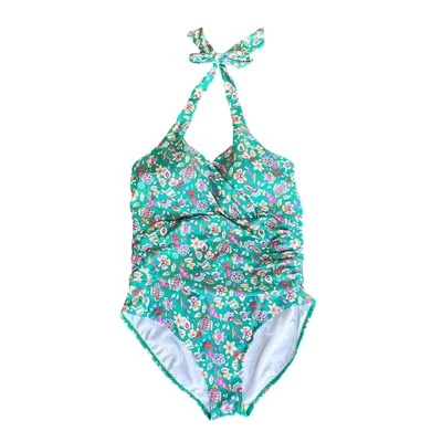 New BODEN Levanzo Halter Ruched One-Piece Swimsuit in Sapling Floral Sz US16-18  - Image 1 of 4