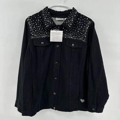 Quacker Factory Dream Jeannes Black Knit Jacket with Rhinestones Size M A256683 - Image 1 of 4