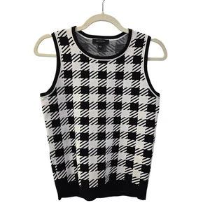 Ann Taylor Large Houndstooth Print Sweater Vest Size Small - Imagen 1 de 4
