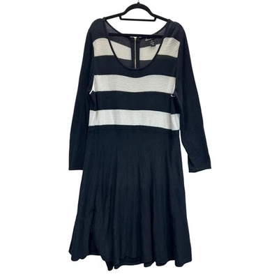 Lane Bryant свитер платье женщин 18 черный белый в полоску вязаный трапециевидный длинным рукавом - Изображение 1 из 4