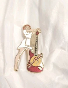 Hard Rock Café Hollywood Guitar Redhead Original Serving Girl White Dress Ty71 - Picture 1 of 2