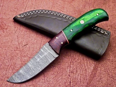 HOJA DE ACERO DAMASCO HECHA A MANO PERSONALIZADA, CUCHILLO DE CAZA DE CAMPING, CUCHILLO PELADOR 5481 Foto 1 de 4
