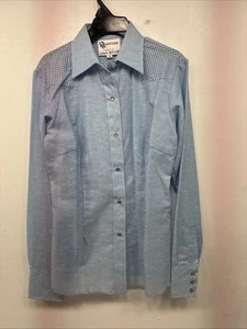New Kids Dan River Blue Deigned Long Sleeve Pearl Snap Size 8 LL-62 - Picture 1 of 11