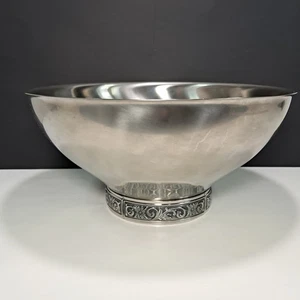 Vintage International Decorator Edelstahl 18-8 Standfuß Salatschüssel 11" MCM - Bild 1 von 10