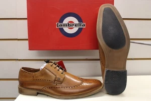 Lambretta Men's Tan Leather Brogue Harvey Lace-Up Shoes Size UK 10 EU 44 - Picture 1 of 15