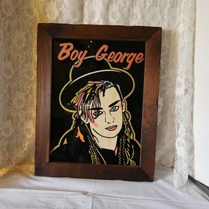 Arte en vidrio retrato enmarcado paseo marítimo vintage Boy George Culture Club años 80 15 x19 - Imagen 1 de 13