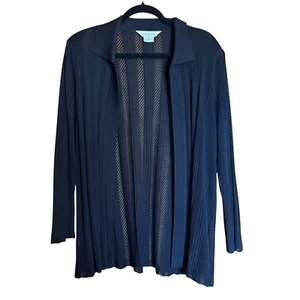 Exclusively Misook Cardigan Extra Large XL Black Ribbed Open Acrylic Sweater - Picture 1 of 8