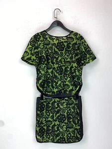 Endless Rose Green Black Lace Overlay 2 Piece Short Sleeve Mini Skirt M - Picture 1 of 15