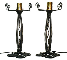 Vintage Arts & Crafts Wrought Iron Table Lamps