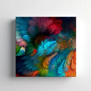 Colourful Abstract Clouds Canvas Print Wall Art, Stylish Home Decor Wall Hanging - Picture 1 of 12