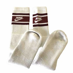 Nike Tube Socks OS White Maroon Red Stripe Logo 80s 90s Y2K Athletic Vintage - Picture 1 of 7