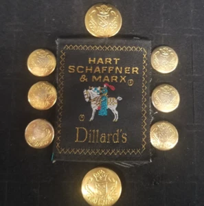 Hart Schaffner Marx Gold Tone Crest Replacement Buttons Blazer Sports Coat 8 - Picture 1 of 10