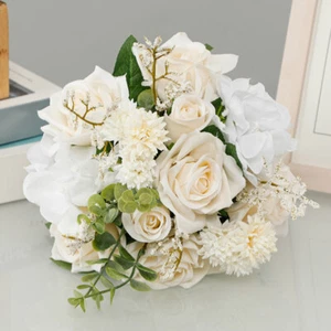 Simulated Rose Bouquet Artificial Flowers Wedding Bride Bouquets - Picture 1 of 12