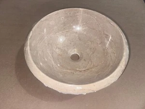16" Sahara Beige Chiseled Marble Bathroom Vessel Sink AS-IS Sale sink# 206 - Picture 1 of 4