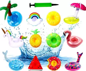 12 Packs Inflatable Drink Holder, Inflatable Cup Pool Drink Holder, Pool Party - Picture 1 of 12