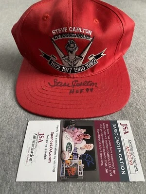 PHILLIES- STEVE CARLTON AUTOGRAPH 4x CY YOUNG AWARD BASEBALL CAP JSA AS72759 - Image 1 of 3