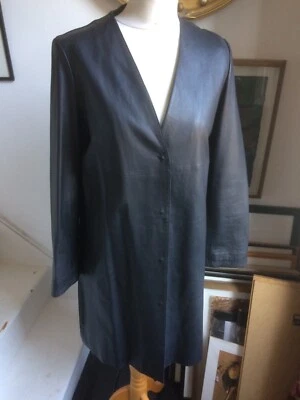WEEKEND MAXMARA SIZE 10 BLACK LEATHER COAT NEW WITH TAGS. - Image 1 of 4