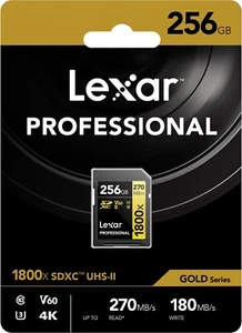 Lexar Professional 1800x Gold Series 64GB/128GB/256GB SDXC UHS II V60 Arbeitsspeicher - UK - Bild 1 von 9