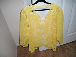ALFRED DUNNER XL PETITE DAMEN LAGENLOOK Zitrone Spitze Top - Bild 1 von 2