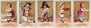LOT/5 BOWDOINHAM MAINE JG WASHBURN LOBSTER CHEF VICTORIAN TRADE CARDS 1880's - Picture 1 of 7