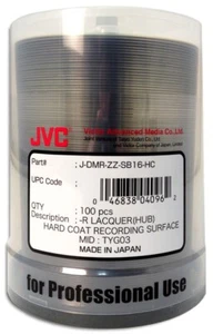 100-Pak JVC (made in Japan) 16X Shiny-Silver DVD-R's w/ HARD COAT RECORD SURFACE - Picture 1 of 2