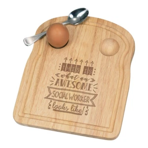 This Is What An Awesome Social Worker Looks Like Breakfast Dippy Egg Cup Board - Picture 1 of 1