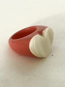 Women’s Orange Heart Resin And Mother- of-Pearl Ring Size 7.5 - Picture 1 of 5