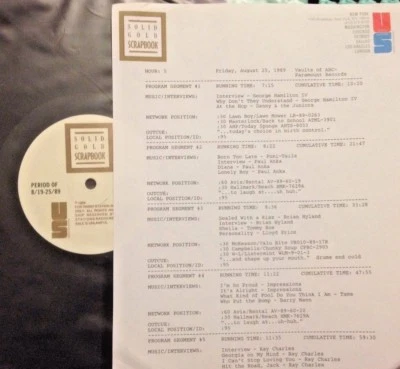 RADIO SHOW 8/25/89 VAULTS OF ABC/PARAMOUNT: RAY CHARLES SET, PAUL ANKA (2), TAMS - Image 1 of 2