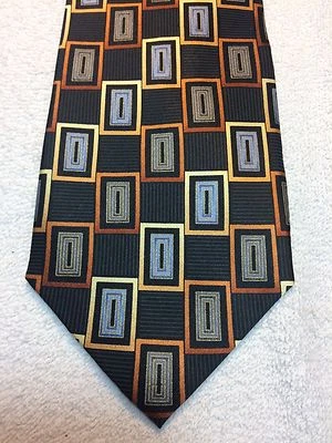 CORBATA COVINGTON HOMBRE NEGRA CON MARRÓN COBRE AZUL Y NARANJA 3,75 X 61 NUEVA SIN ETIQUETAS Foto 1 de 4