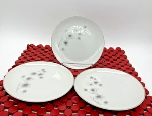 3 CREATIVE Platinum Star Burst BREAD PLATES 6 3/8" Fine China 1014 MCM vintage - Picture 1 of 9