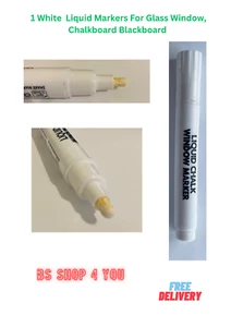 1 White Liquid Chalkboard Markers Chalk Pens For Glass Windows Not On Blackboard - Picture 1 of 8