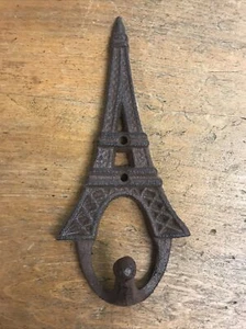 Eiffel Tower Key Hook Cast Iron Towel Coat Hanger Wall Mounted Antique Style - Picture 1 of 4