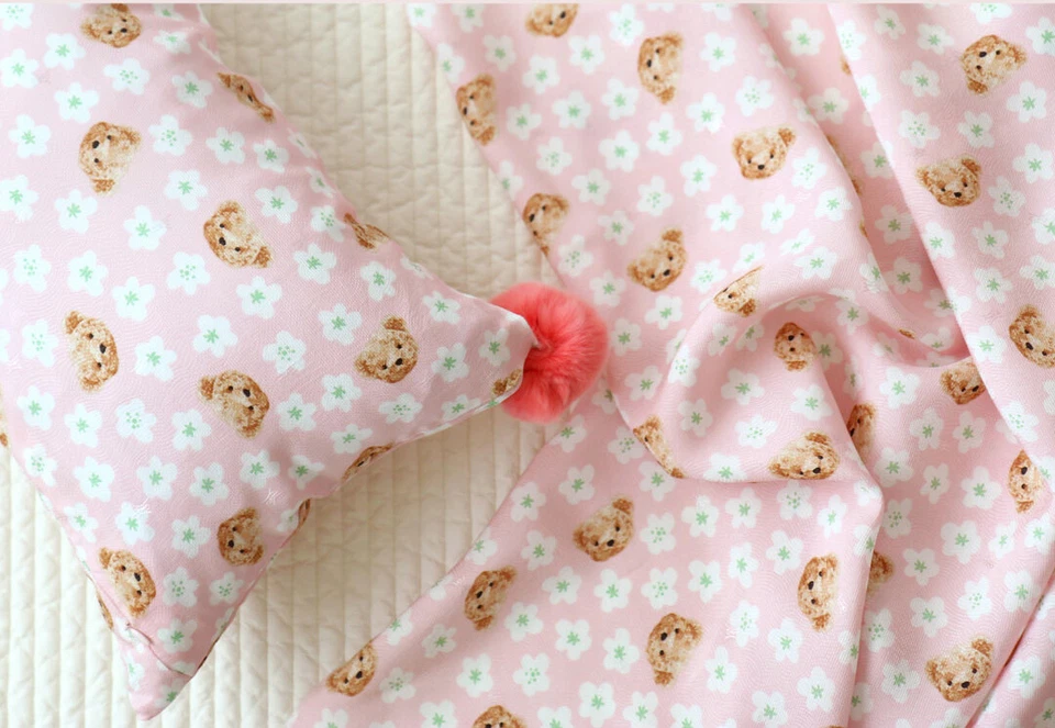 Teddy Bear Flower patterned Viscose Rayon Fabric made in Korea by the Yard - Image 1 of 2