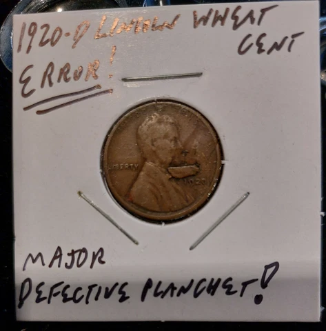 ✰ ERROR 1920-D Lincoln Wheat 1c Cent Struck Over Major Defective Planchet Flaw ✰ Cover