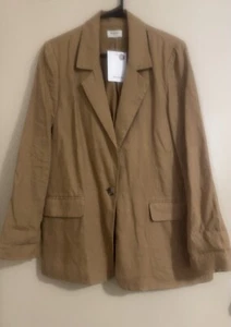 Sussan Single breasted LINEN blazer Camel/Tan size 12 - Picture 1 of 10