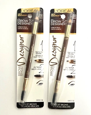 Lot of 2 L'Oreal Paris Brow Stylist Designer Eyebrow Pencil Crayon #310 Brunette - Image 1 of 2