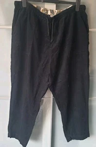 Ladies Black Corduroy Trousers Size 24 Short Leg Elasticated Waist Damart - Picture 1 of 2