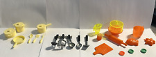 30 PC LG LOT OF 1970'S BARBIE COOKWARE, POTS,PANS, UTENSILS, HTF CAKE STAND ETC