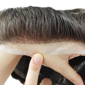 Toupees For Men Invisable Swiss Lace Human Hair Replecement System Hairpiece #7 - Picture 1 of 6