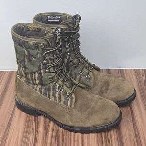 Vtg USA Wolverine Realtree Gore-tex Waterproof Leather Thinsulate Lace Boots 10W - Picture 1 of 23