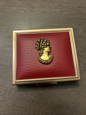 Vintage Kamee viktorianische Dame Münz- & Geldscheinhalter Geldbörse Kaffeepause kompakt rot - Bild 1 von 4