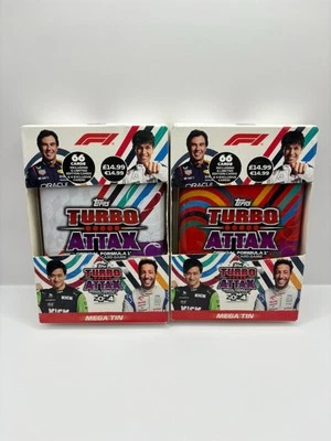 2024 Topps Turbo Attax Formula 1 F1 2 x Mega Tins Red & White - 66 cards per tin - Image 1 of 4