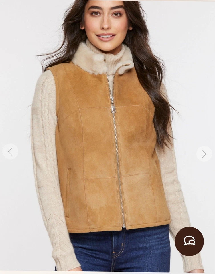 Overland Paige 23in Shearling Vest Xs Camel/cream Sheepskin  - Image 1 of 4